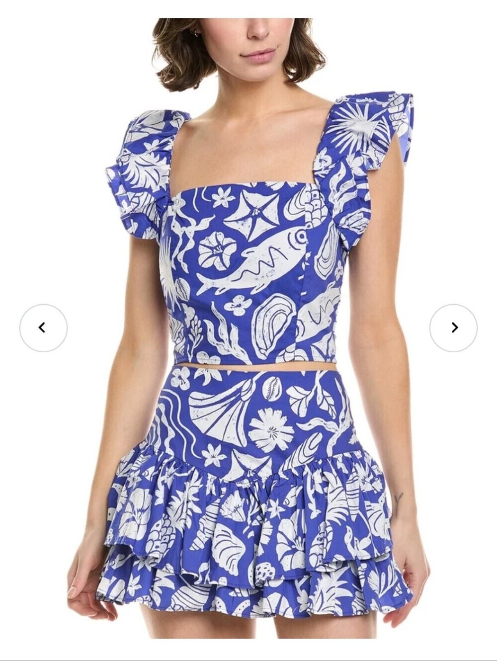 Cake for Dinner 2 piece set Annabelle top and Alden skort Seashells blue sz M